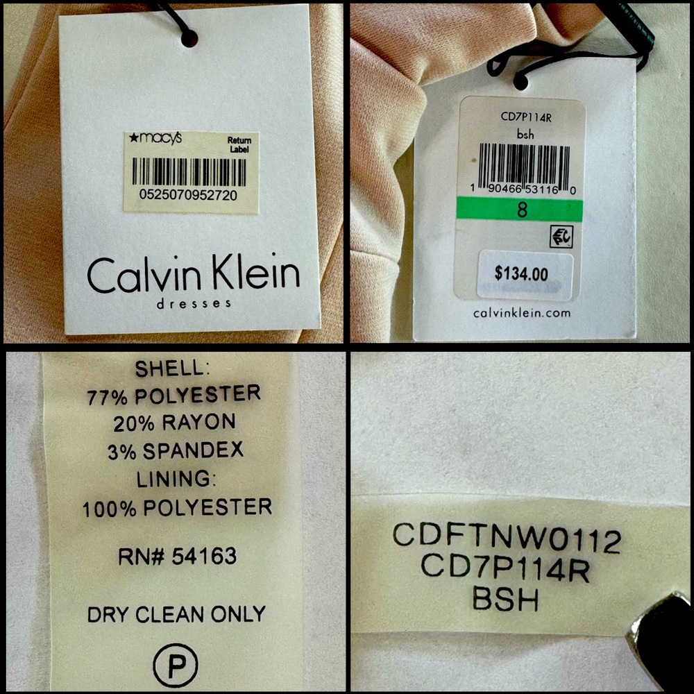 NWT Calvin Klein Cold-Shoulder Lined Sheath Dress Blush (8) - Picture 9 of 17